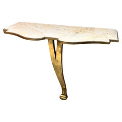 Used 1950s Arturo Pani Bronze Travertine Console Table Mexico City