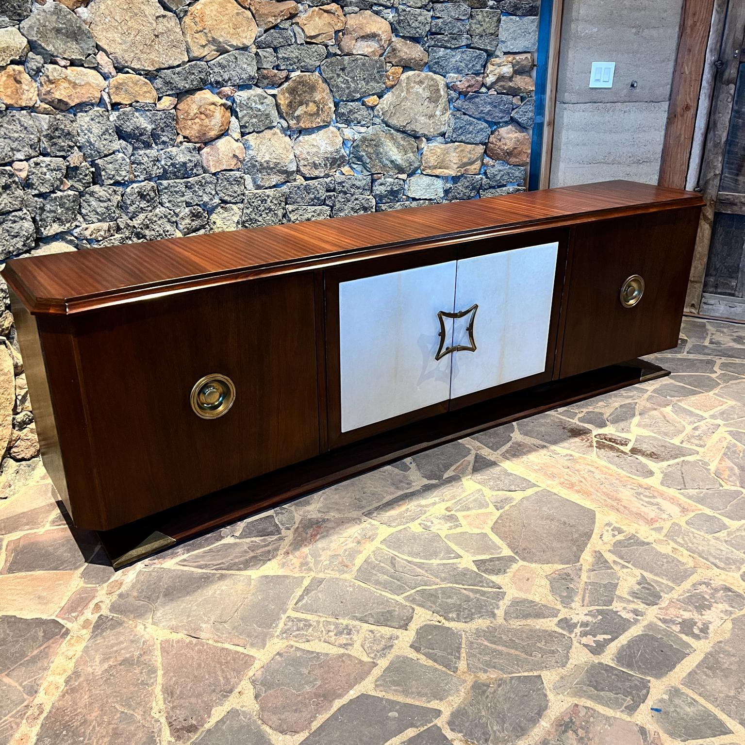 1950s Arturo Pani Credenza Mahogany Leather and Brass Mexico For Sale 4