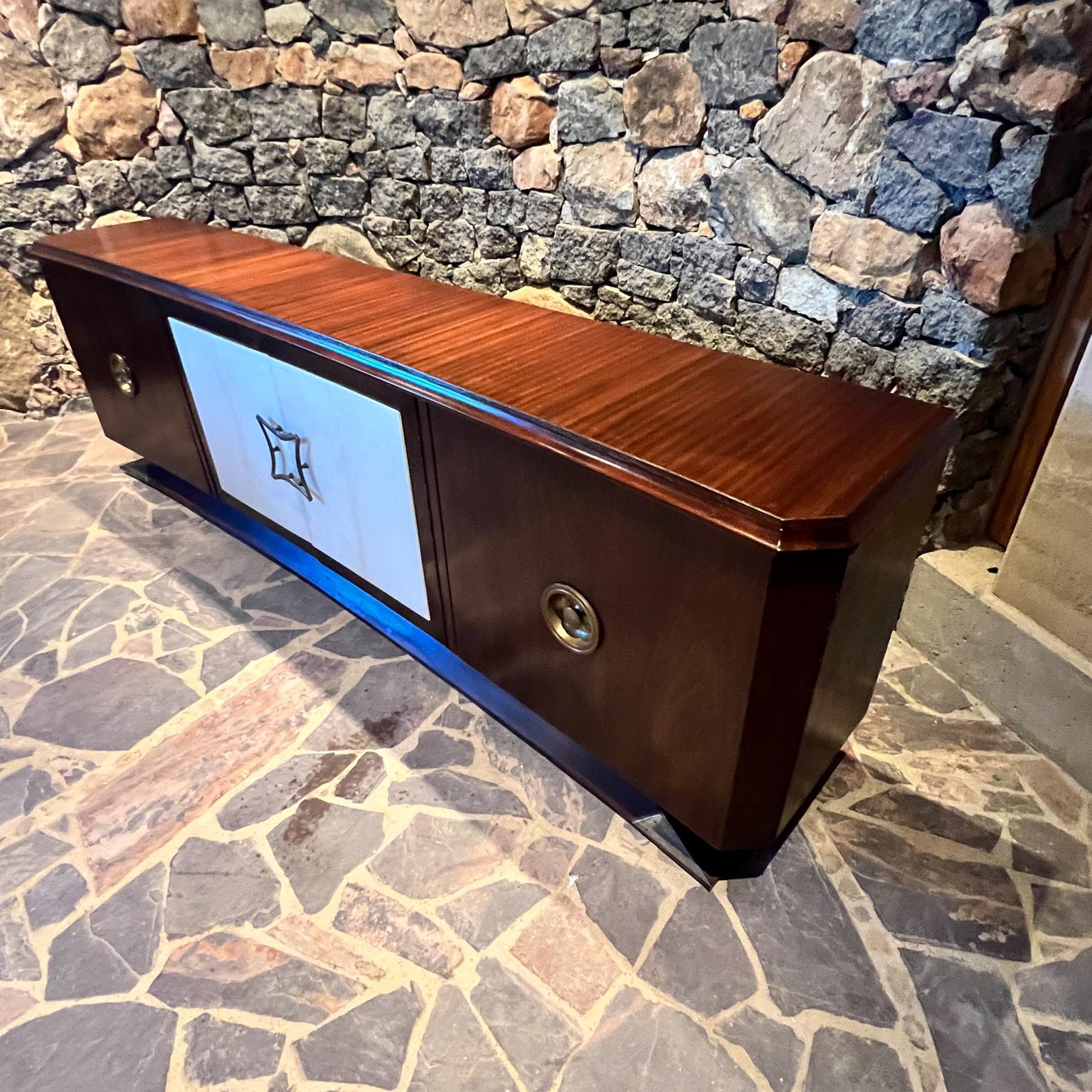 1950s Arturo Pani Credenza Mahogany Leather and Brass Mexico For Sale 5