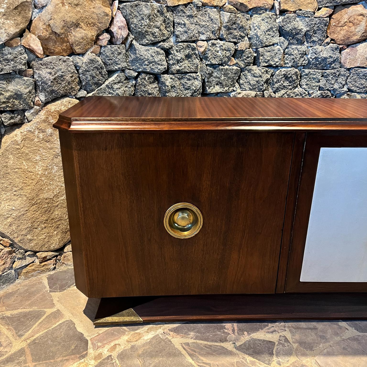 Mid-Century Modern 1950s Arturo Pani Credenza Mahogany Leather and Brass Mexico For Sale