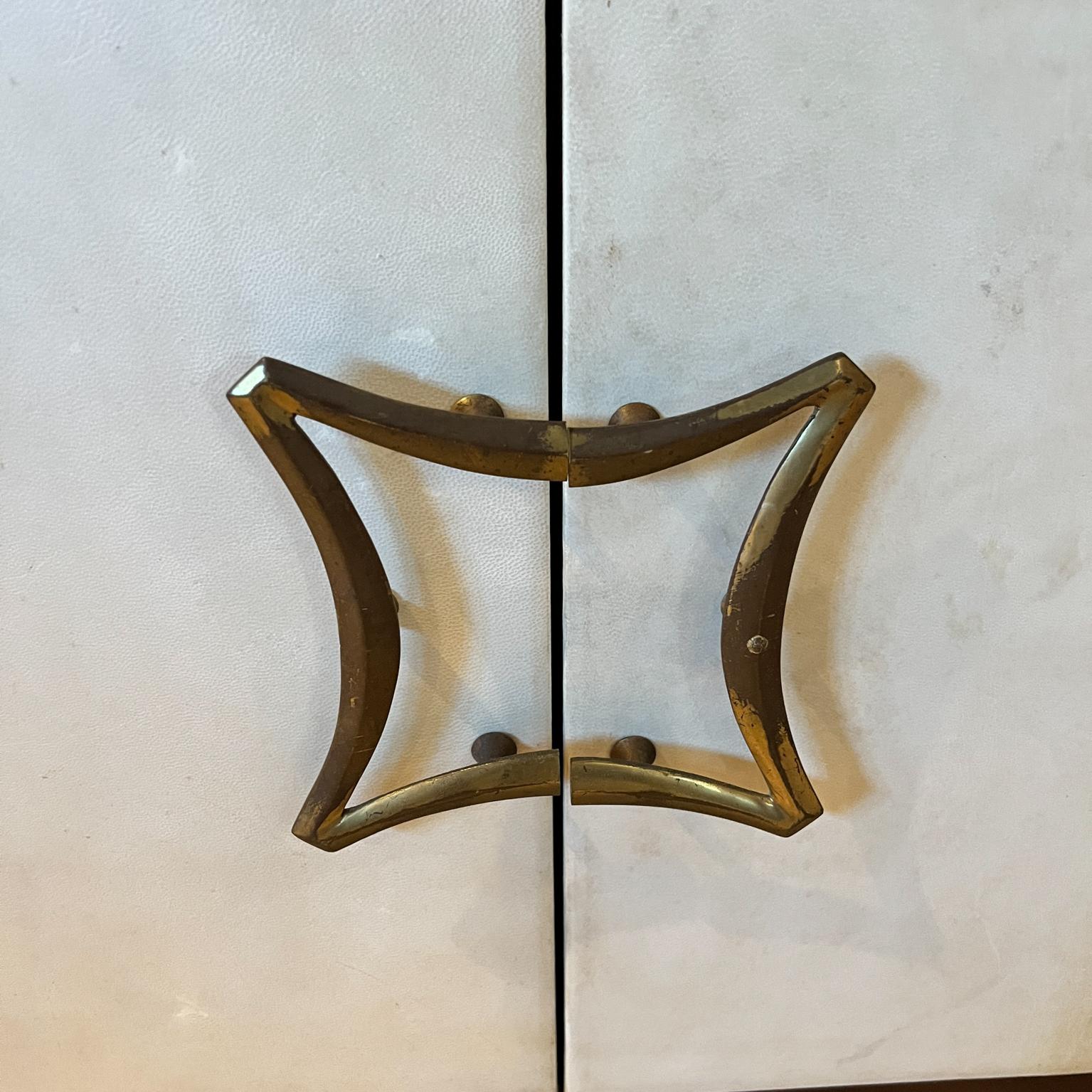 Patinated 1950s Arturo Pani Credenza Mahogany Leather and Brass Mexico For Sale