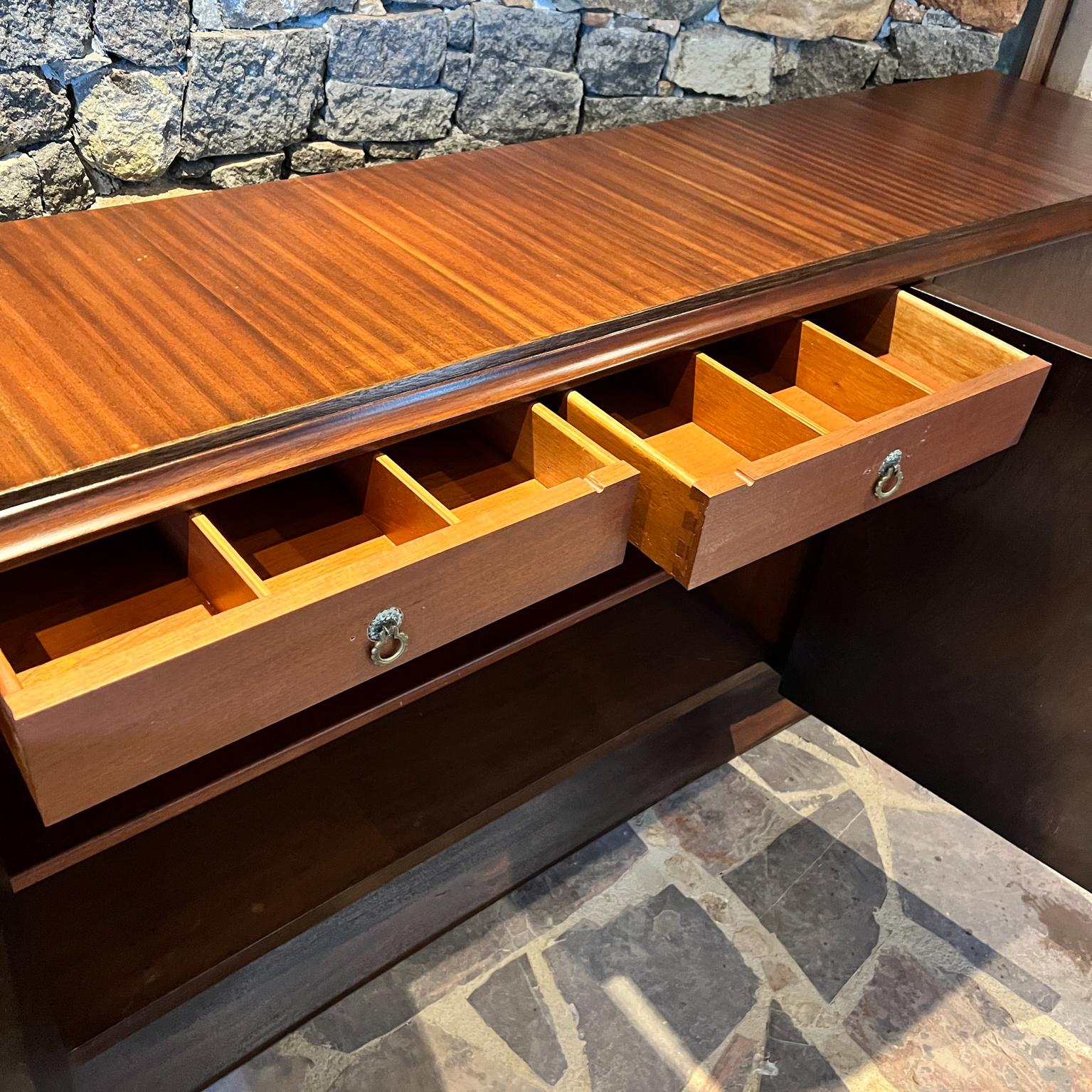 Mid-20th Century 1950s Arturo Pani Credenza Mahogany Leather and Brass Mexico For Sale