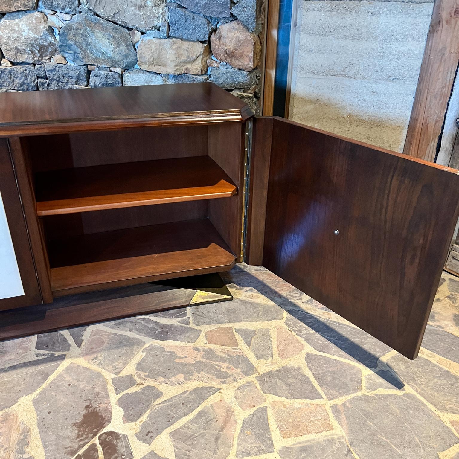 1950s Arturo Pani Credenza Mahogany Leather and Brass Mexico For Sale 1