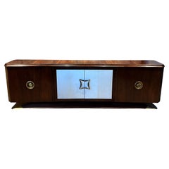 1950s Arturo Pani Credenza Mahogany Leather and Brass Mexico