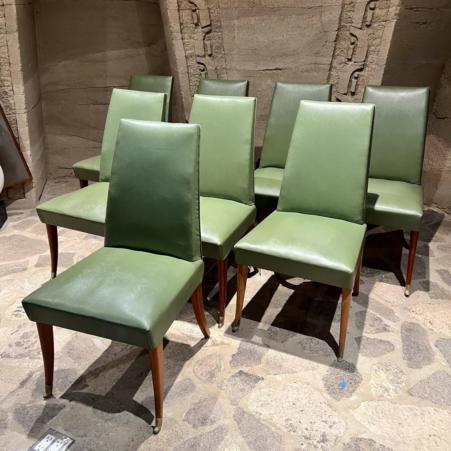 Mid-Century Modern 1950s Arturo Pani Eight Dining Chairs Faux Leather Mahogany Mexico City For Sale