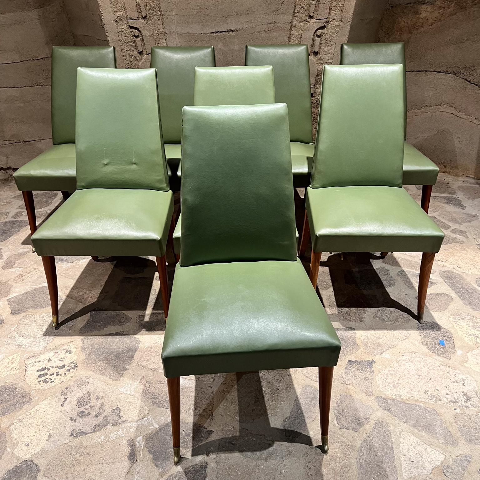 1950s Arturo Pani Eight Dining Chairs Faux Leather Mahogany Mexico City In Good Condition For Sale In Chula Vista, CA