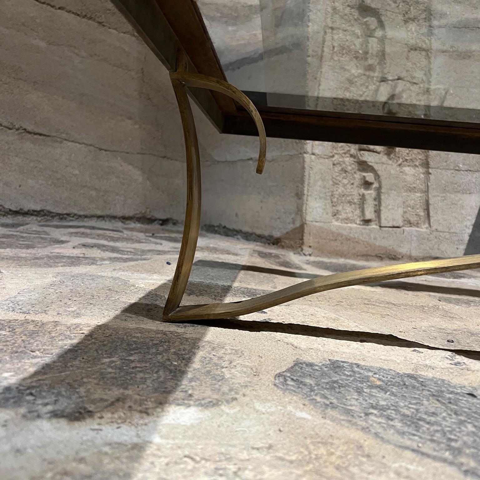 1950s Arturo Pani Elegant Modernism Bronze Coffee Table Glass Rectangle Mexico For Sale 3