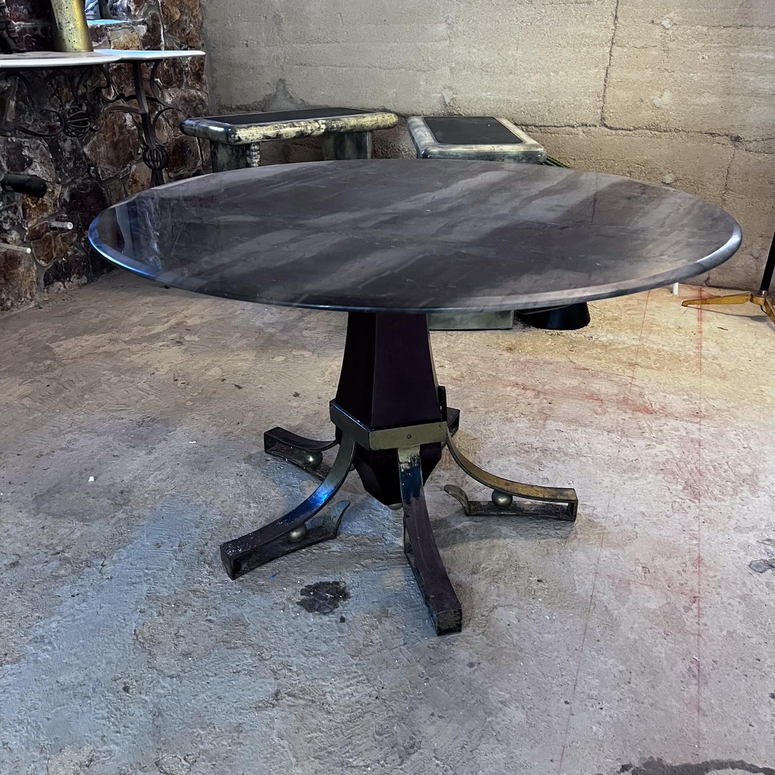 1950s Arturo Pani Forged Iron Mahogany Marble Dining Table Mexico City For Sale 6