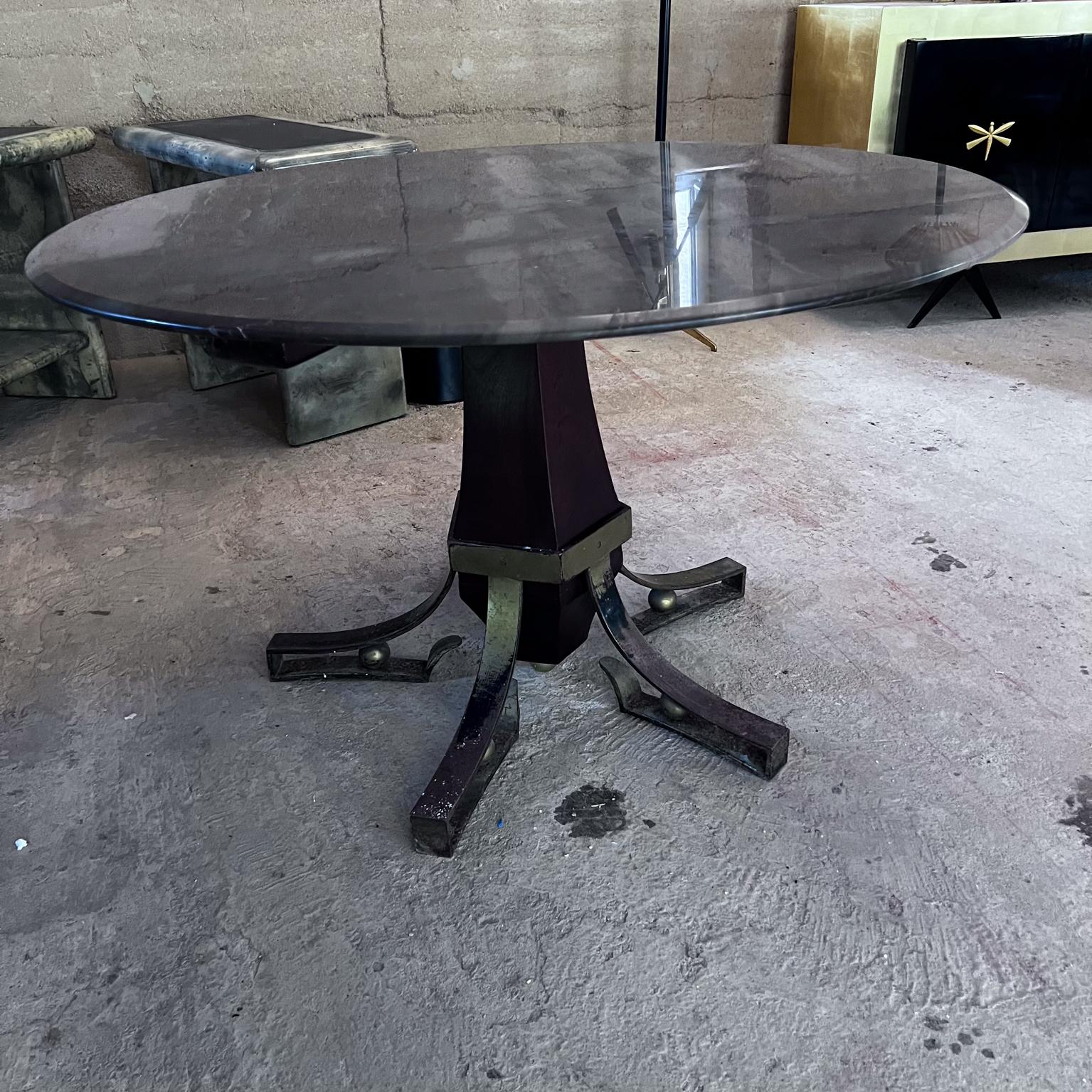 1950s Arturo Pani Forged Iron Mahogany Marble Dining Table Mexico City For Sale 8