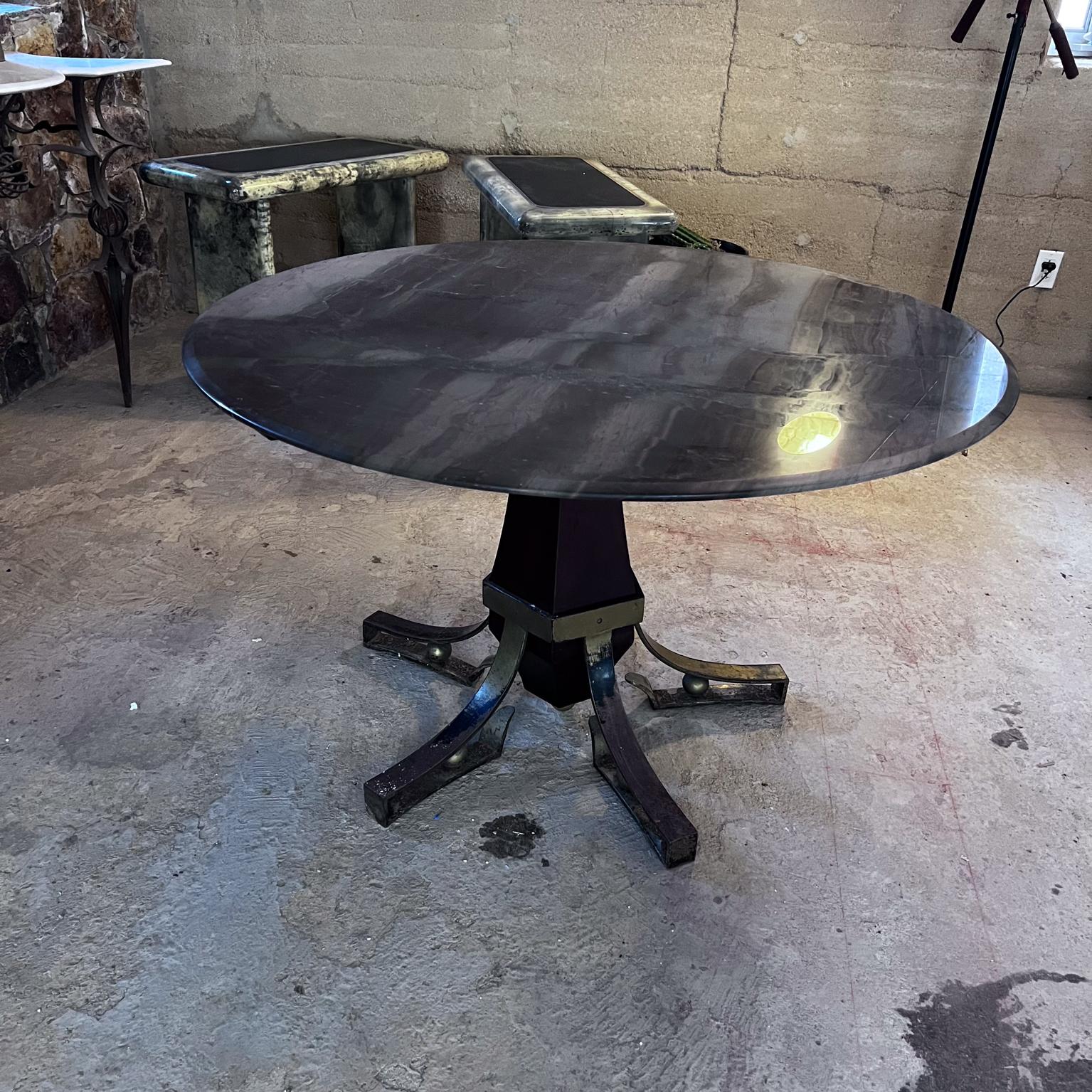 1950s Arturo Pani Forged Iron Mahogany Marble Dining Table Mexico City For Sale 2