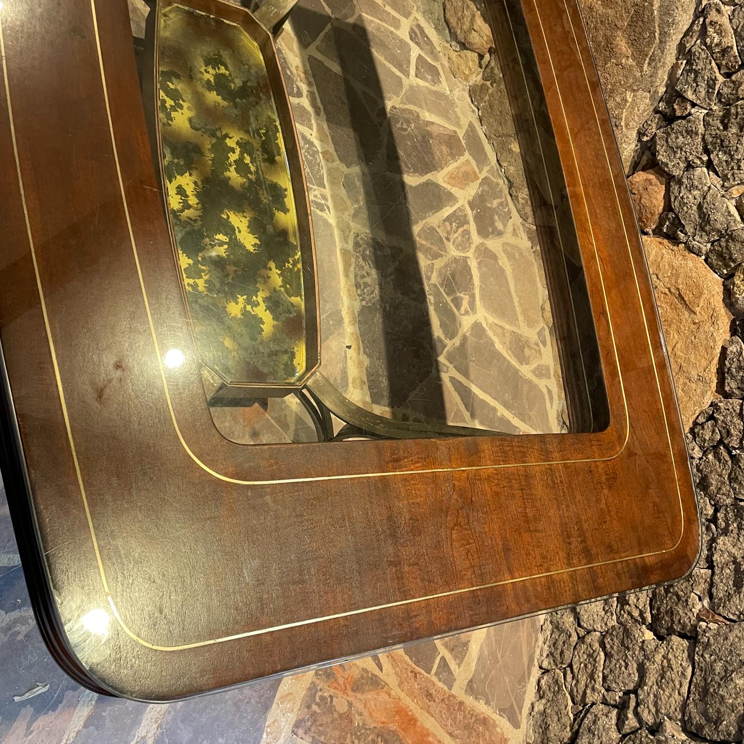 1950s Arturo Pani Grand Tiered Dining Table Iron Bronze Eglomise Mahogany Mexico In Good Condition For Sale In Chula Vista, CA