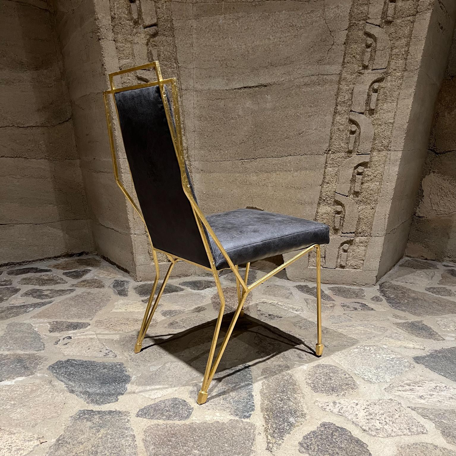 1950s Arturo Pani Mexico Modernism Set of Six Gold Leaf Dining Chairs Rich Gray en vente 5