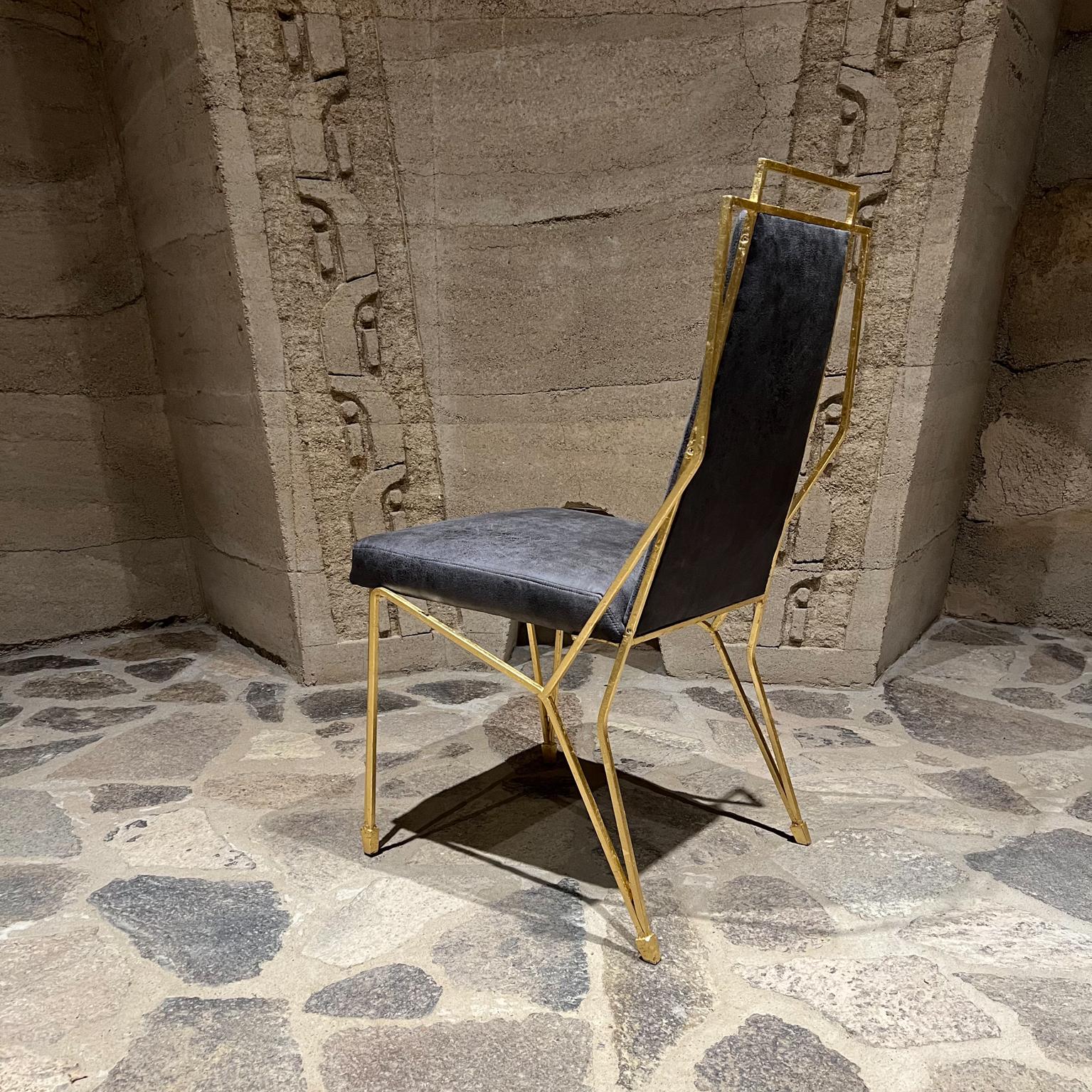 Mexicain 1950s Arturo Pani Mexico Modernism Set of Six Gold Leaf Dining Chairs Rich Gray en vente
