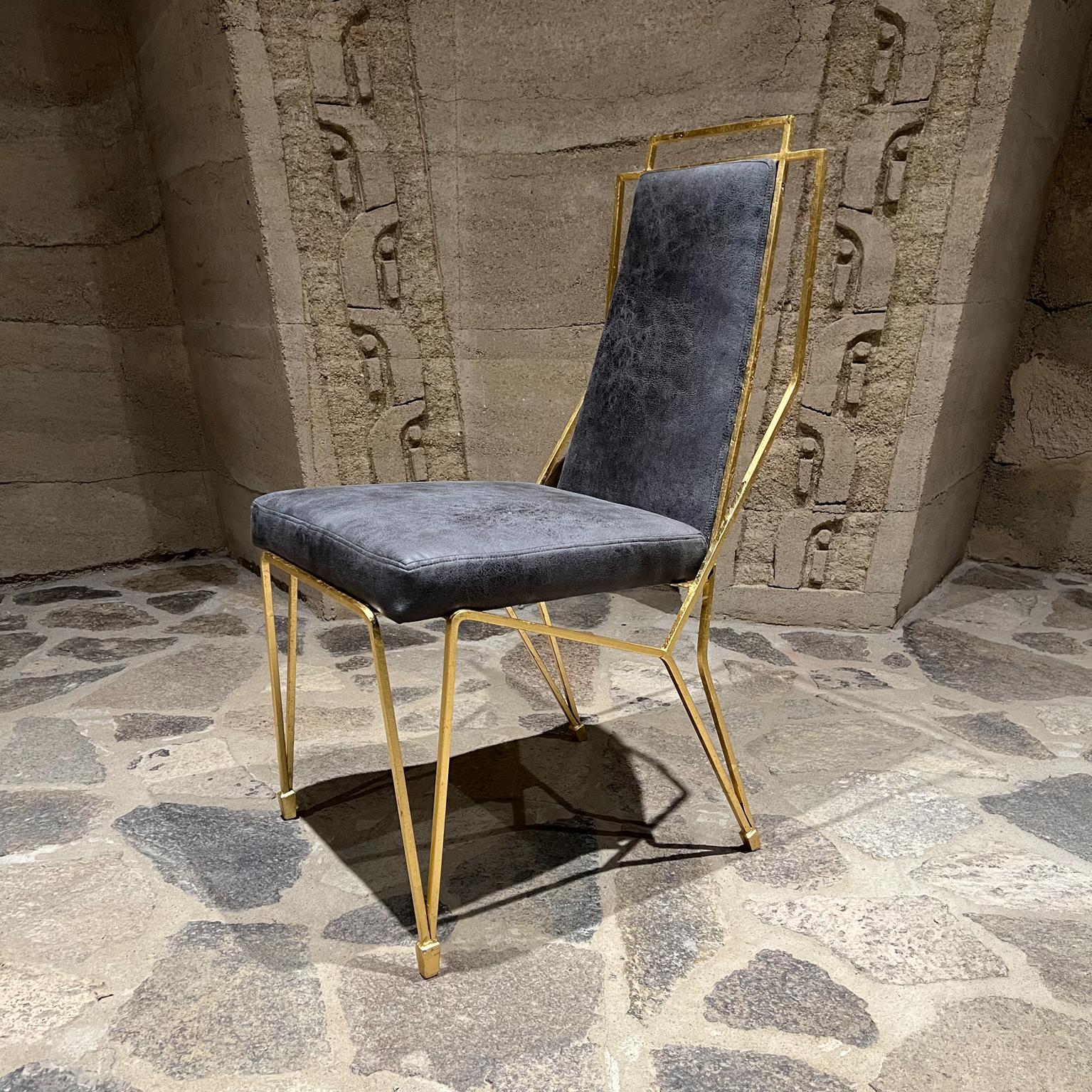 1950s Arturo Pani Mexico Modernism Set of Six Gold Leaf Dining Chairs Rich Gray en vente 2