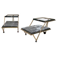 1950s Arturo Pani Sculptural Marble and Bronze End Tables