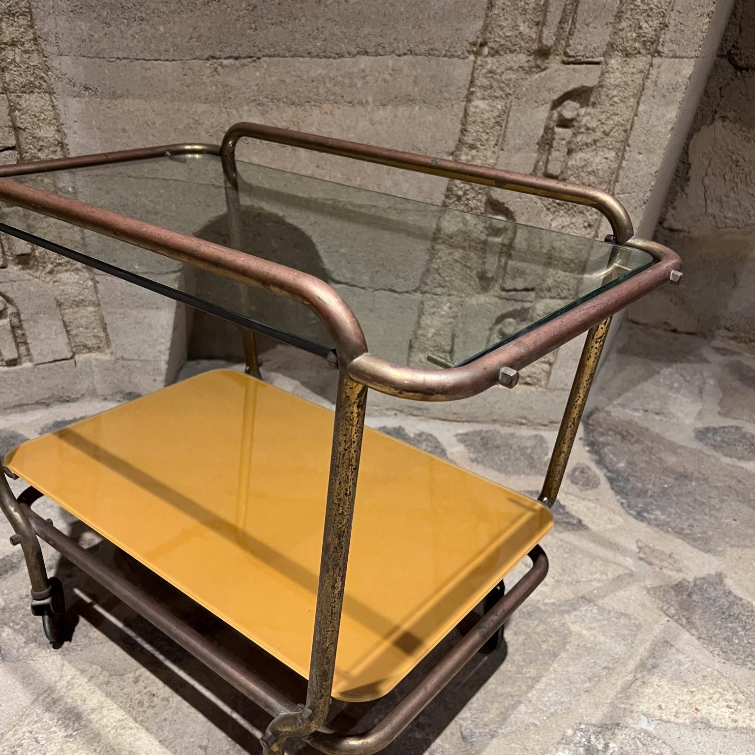 1950s Arturo Pani Service Bar Cart Patinated Brass In Good Condition For Sale In Chula Vista, CA