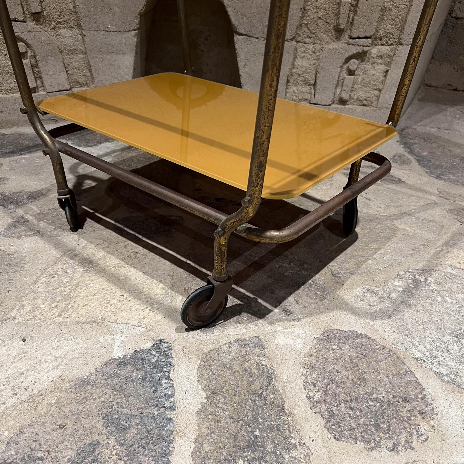 Mid-20th Century 1950s Arturo Pani Service Bar Cart Patinated Brass For Sale