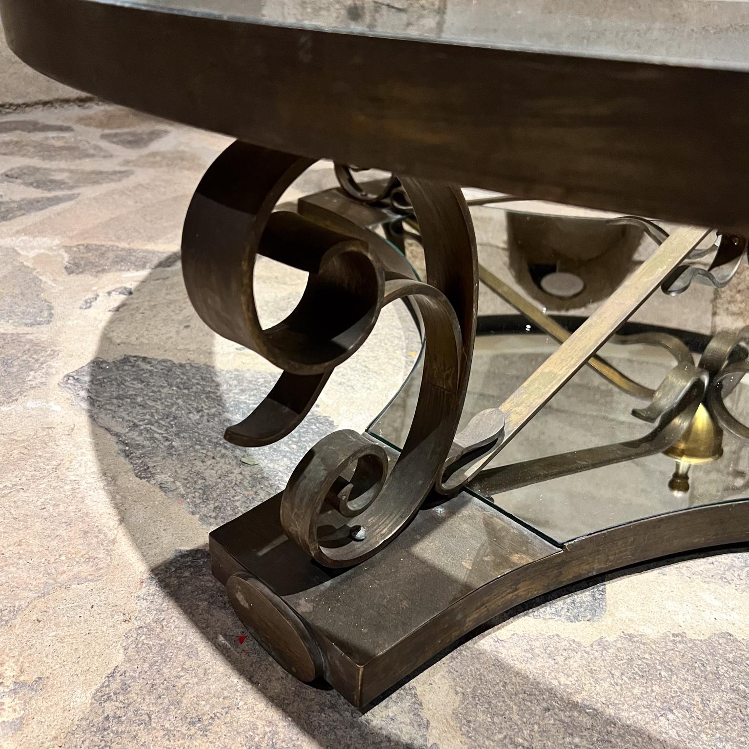 1950 Arturo Pani Table Cocktail Tables en verre bronze massif Mexico City en vente 3