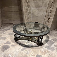 1950s Arturo Pani Solid Bronze Glass Cocktail Table Mexico City