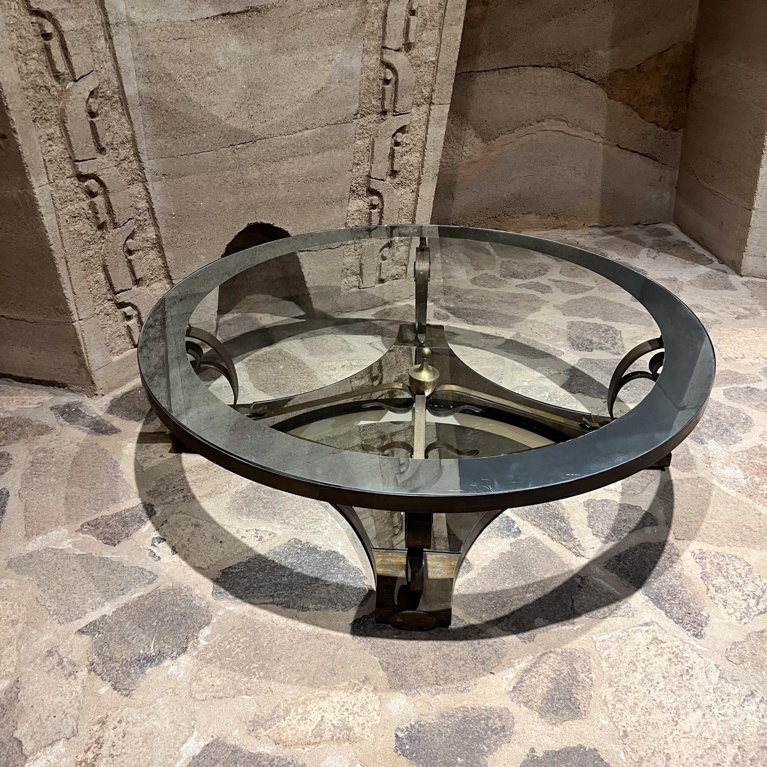 1950 Arturo Pani Table Cocktail Tables en verre bronze massif Mexico City en vente 2