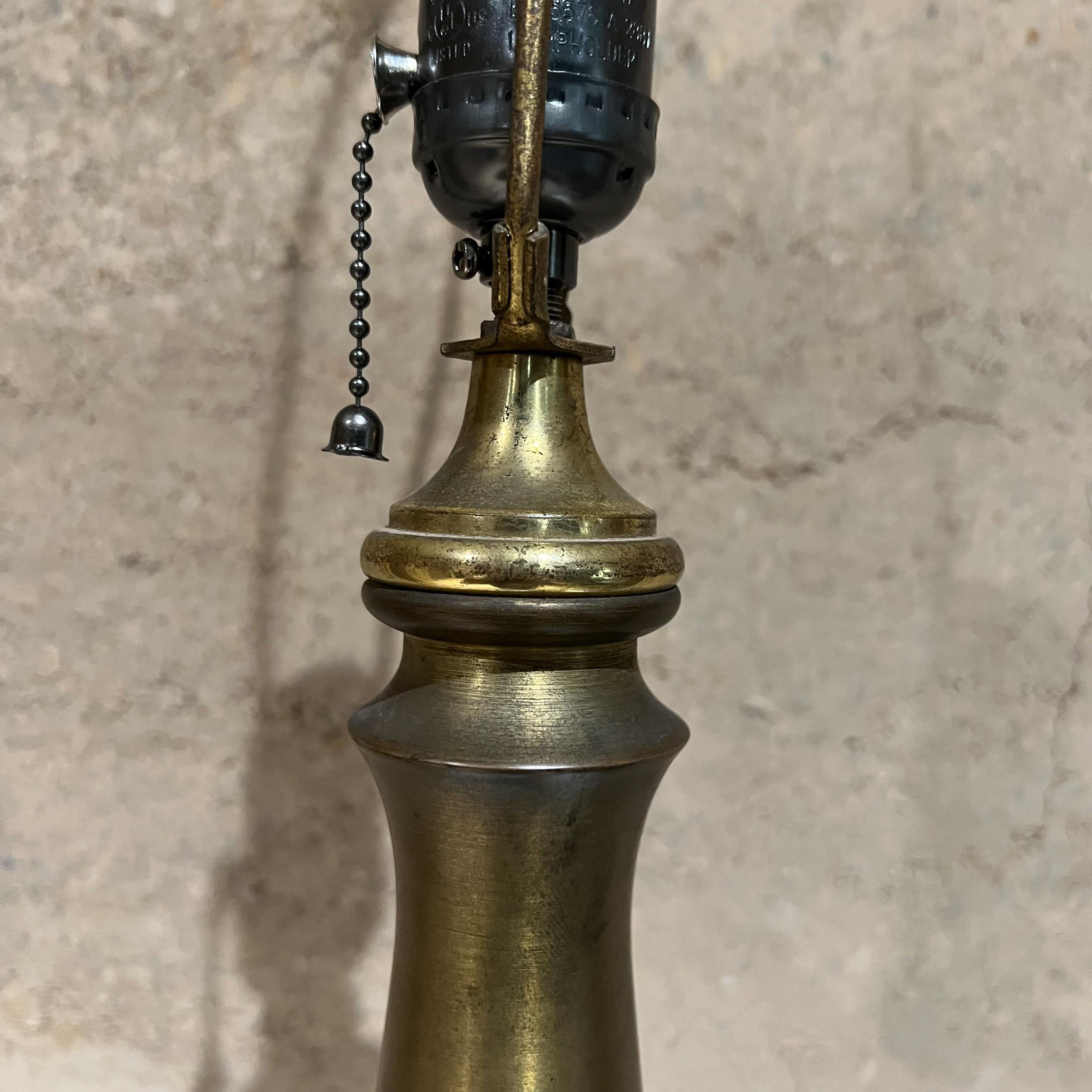 1950s Arturo Pani Regency Tall Table Lamp Forged Iron Patinated Brass Mexico  In Good Condition For Sale In Chula Vista, CA