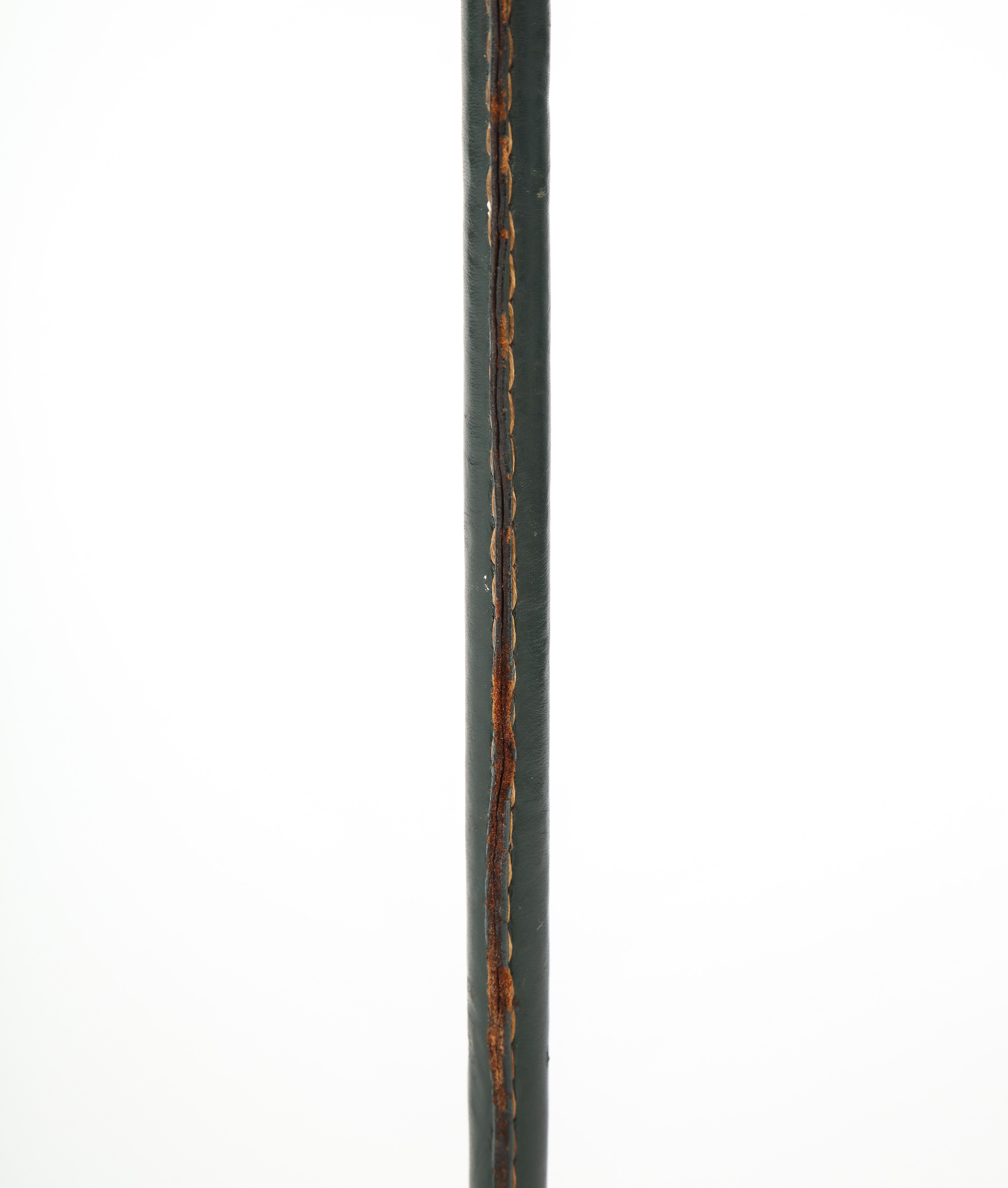 Ottone Posacenere anni '50 in pelle Stitch by Jacques Adnet in vendita