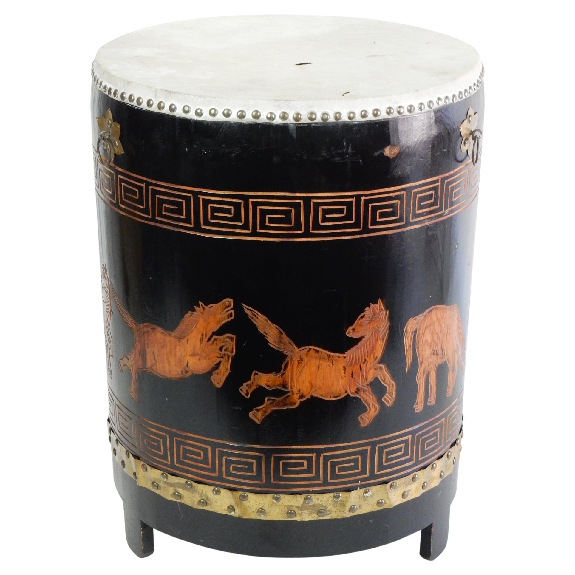 1950s Asian Painted Tang Horse Drum / Table