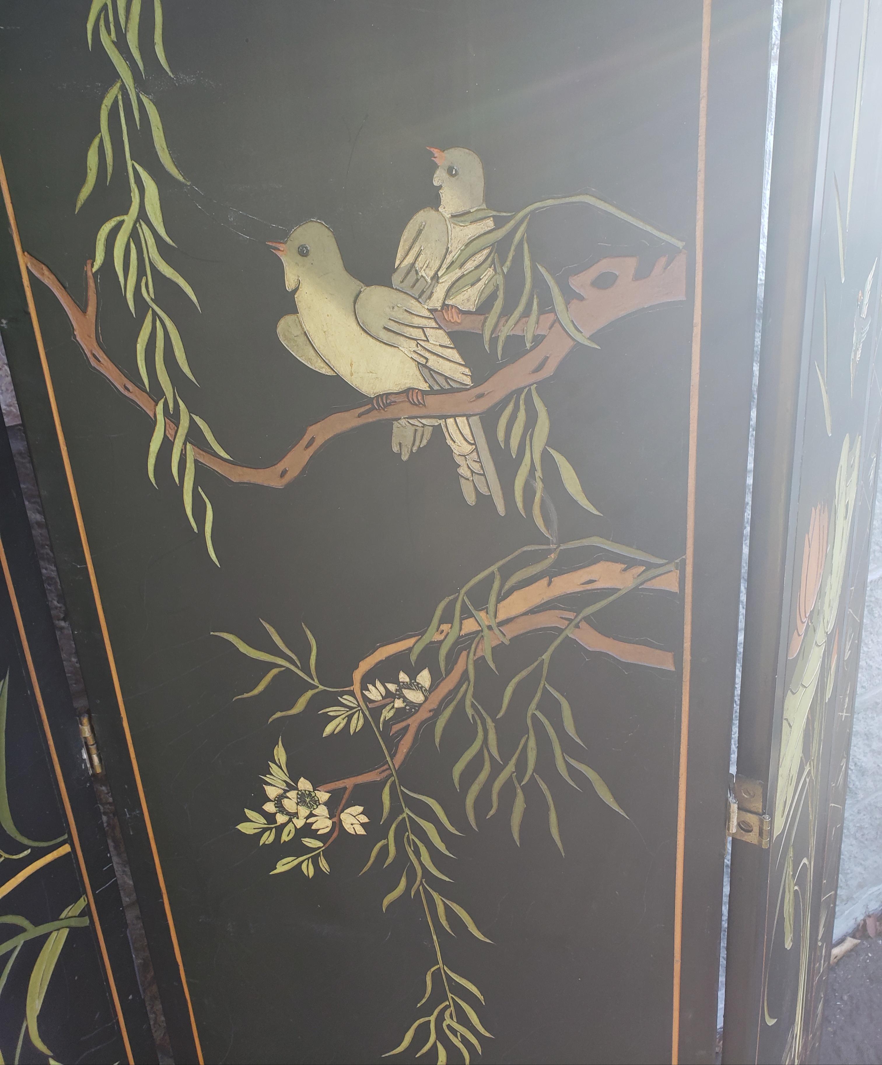 antique hand painted room divider