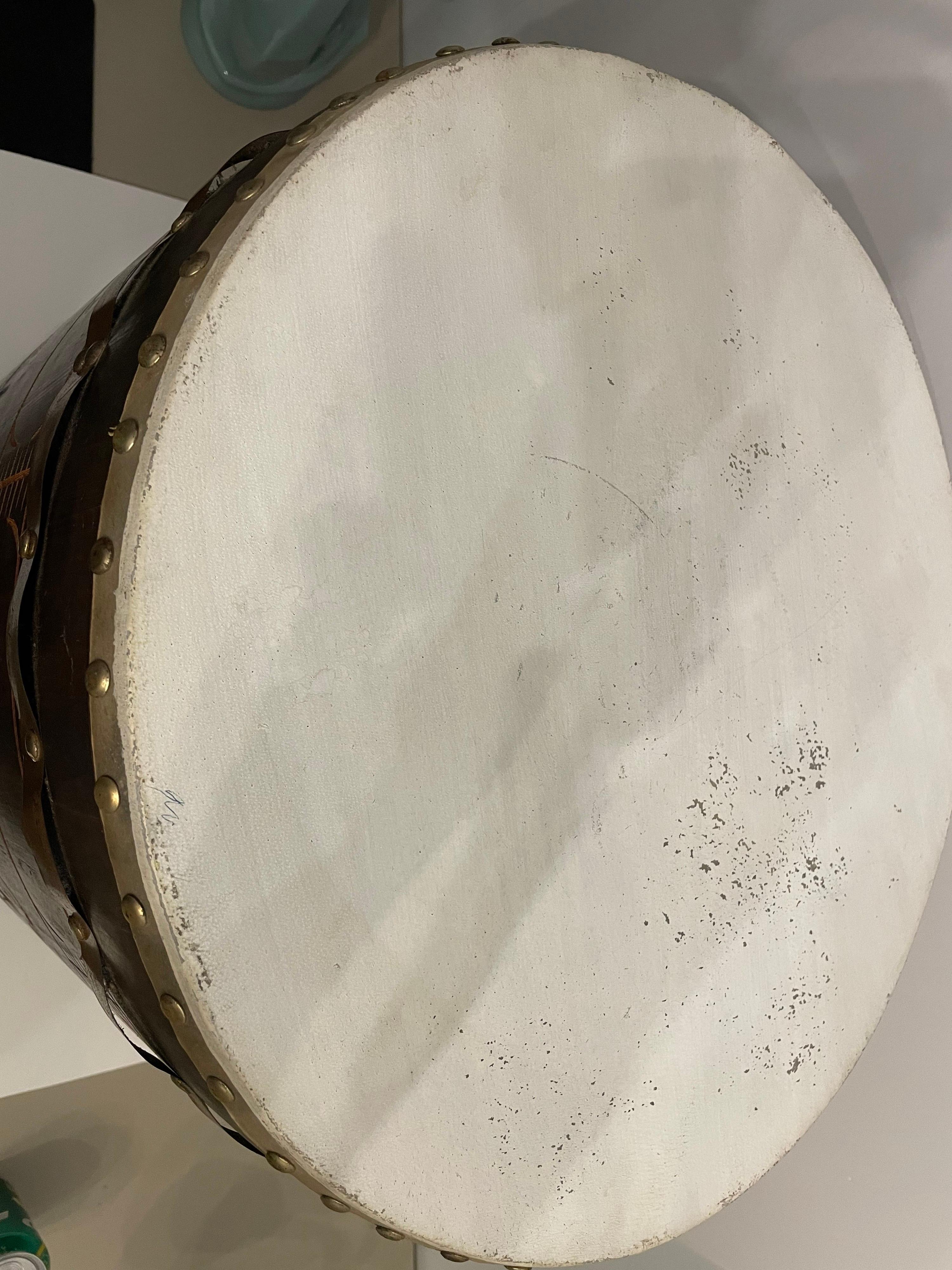 Asiatischer Holztrommeltisch aus den 1950er Jahren 5