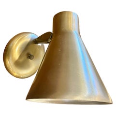 1950s Atomic Age Brushed Aluminum Brass Finish Multidirectional Wall Sconce