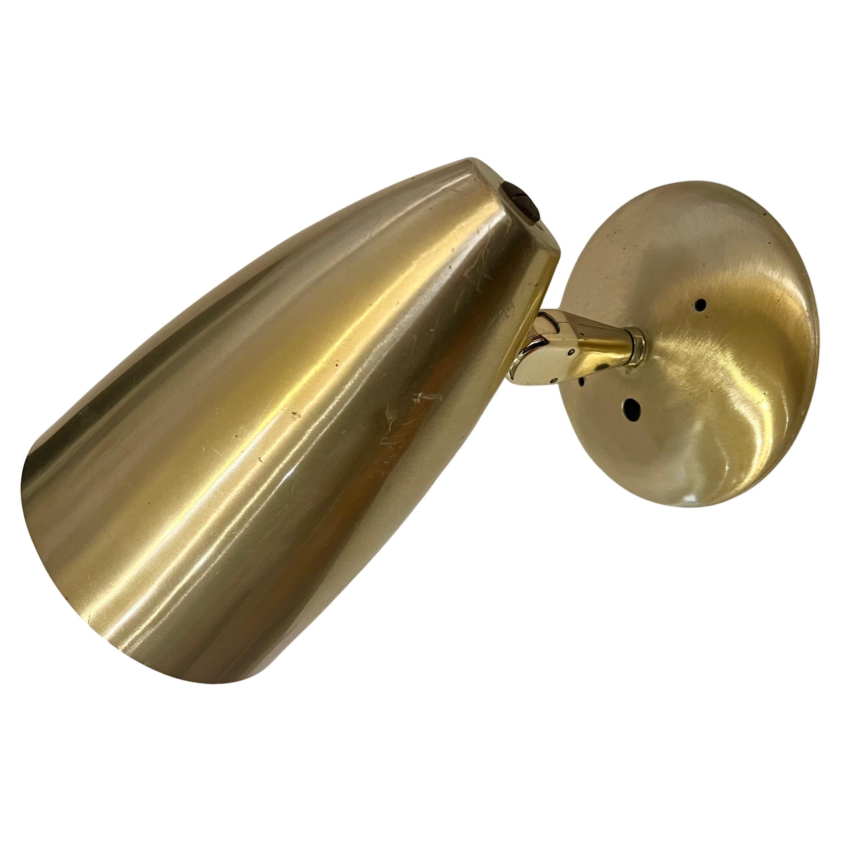 1950s Atomic Age Brushed Aluminum Brass Finish Multidirectional Wall Sconce