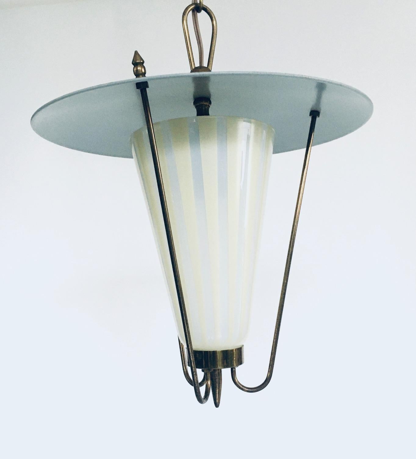 Metal 1950's Atomic Age Design Pendant Lantern Lamp