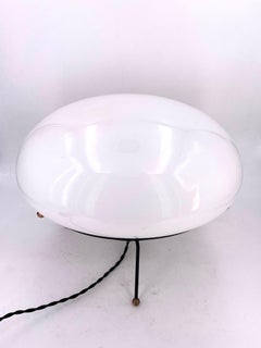 1950's Atomic Age Rare Table Desk Lamp Iron Base on Glass Shade and Copper Balls