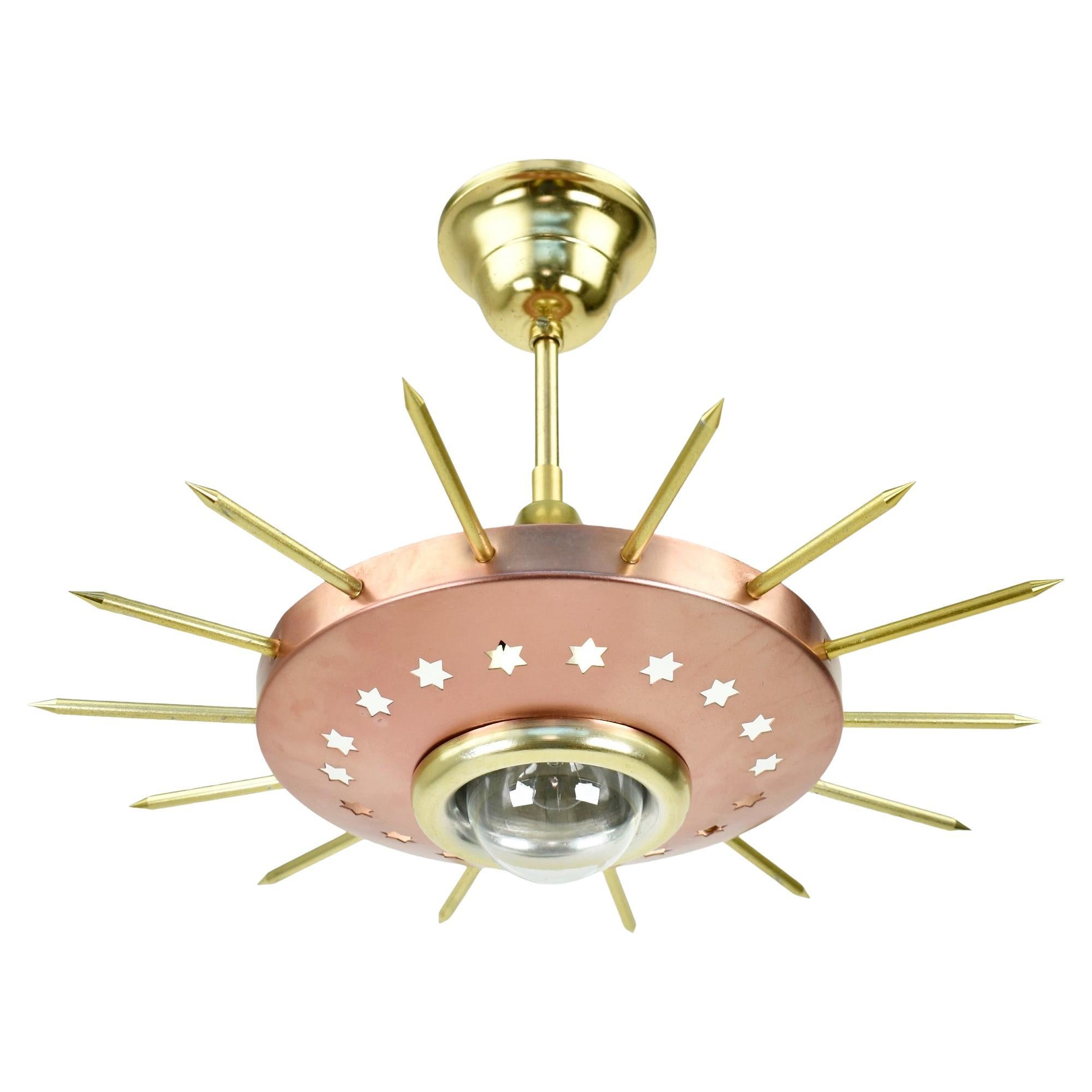 1950s Atomic Age Sunburst Pendant Light