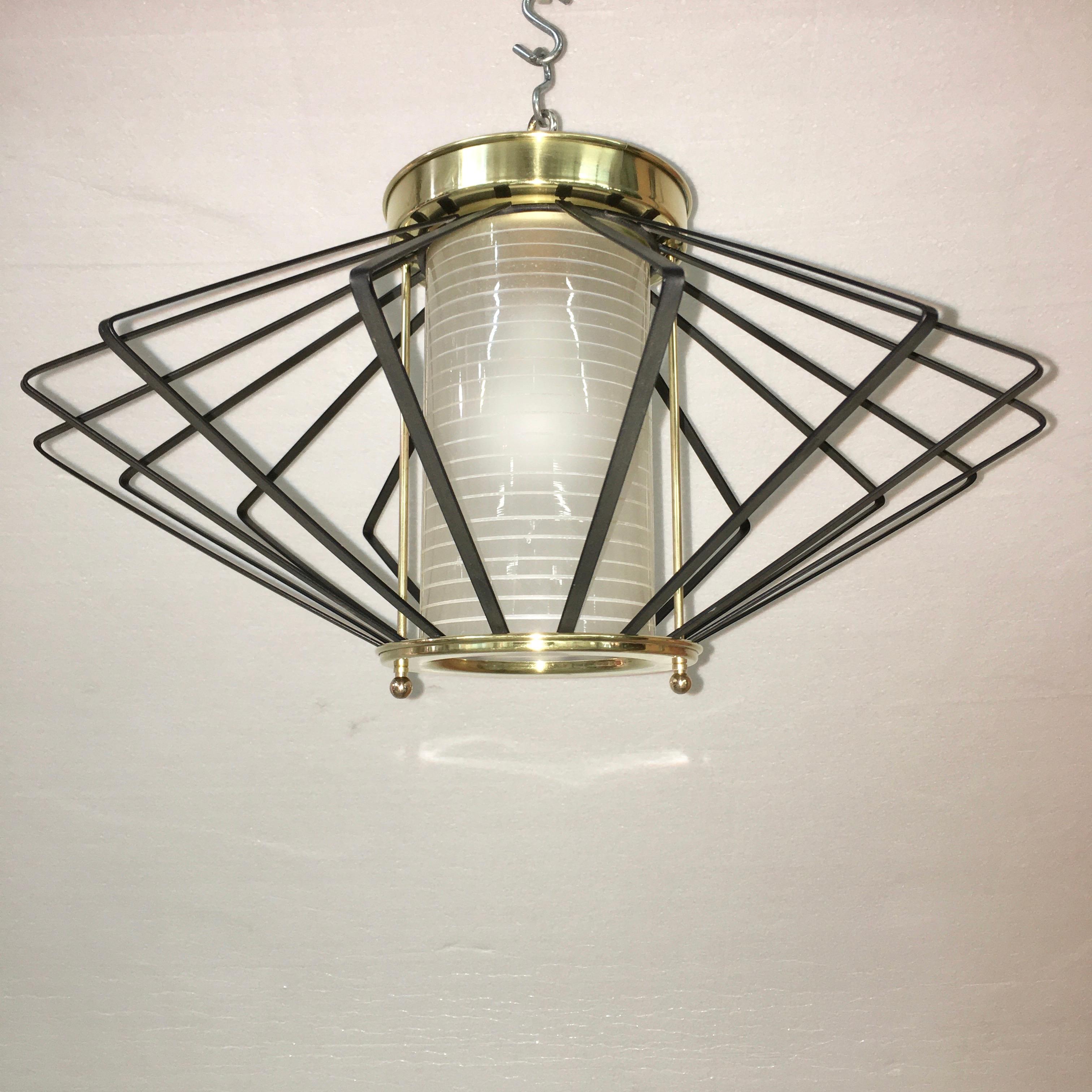 Mid-Century Modern 1950s Atomic Ceiling Mounted Light For Sale