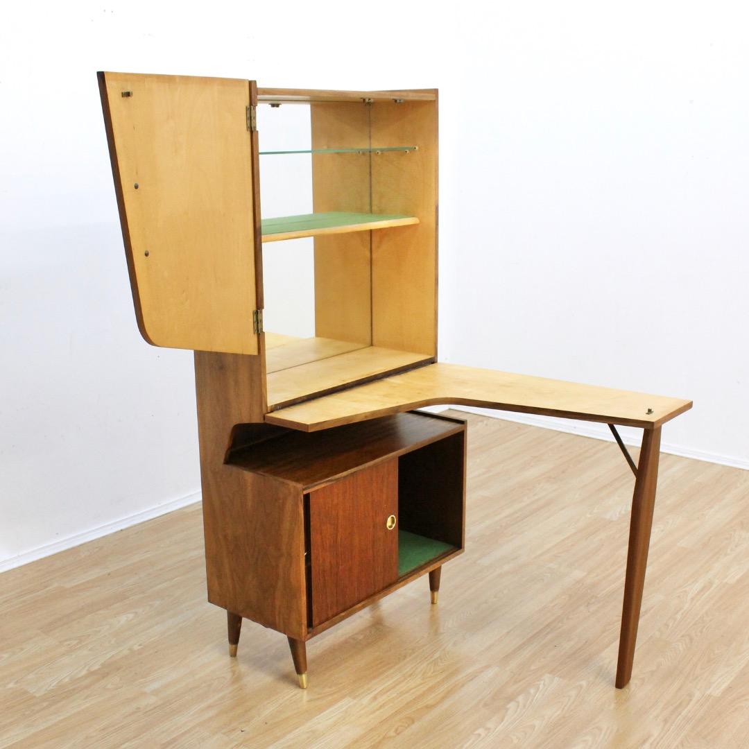 1950s Atomic Drop Down Liquor Cabinet Dry Bar en venta 7