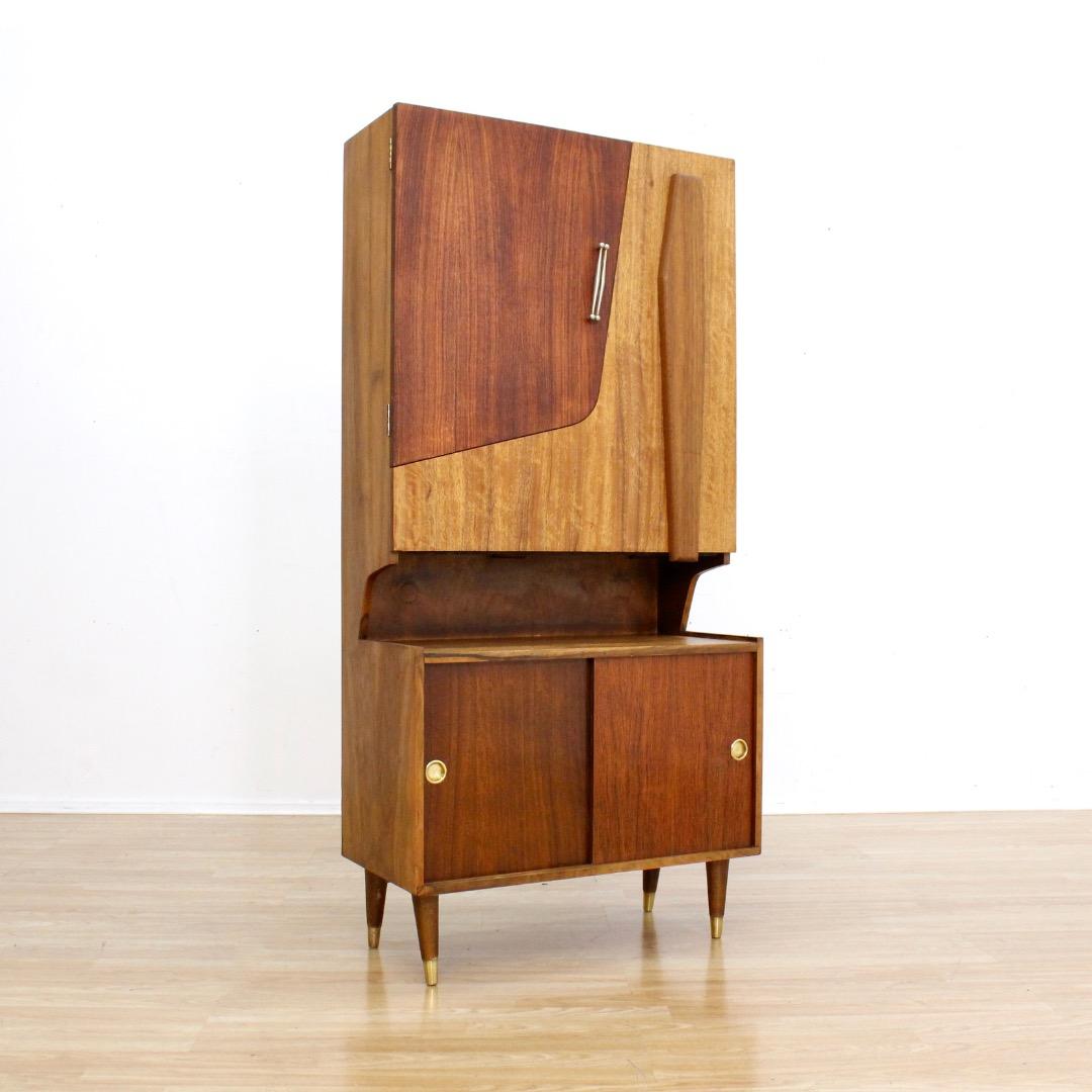 1950s Atomic Drop Down Liquor Cabinet Dry Bar en venta 1