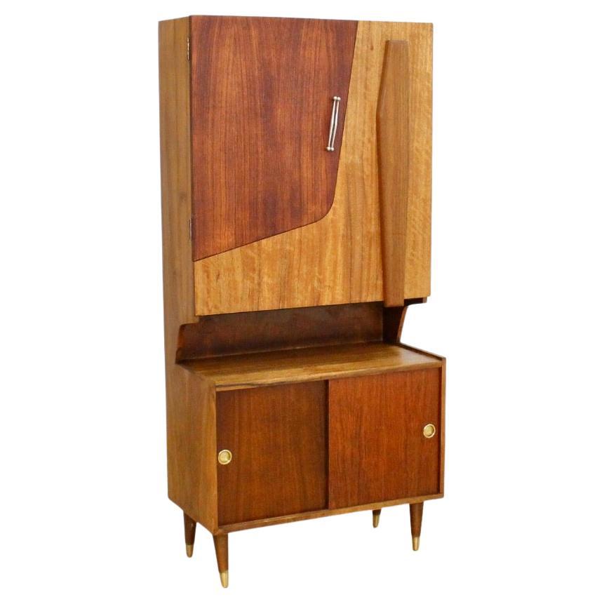 1950s Atomic Drop Down Liquor Cabinet Dry Bar