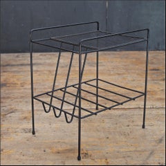 1950s Atomic Expanded Metal+Wire Hi-Fi End Table LP Vinyl Record Stand