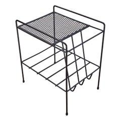 1950s Atomic Expanded Metal+Wire Hi-Fi End Table LP Vinyl Record Stand