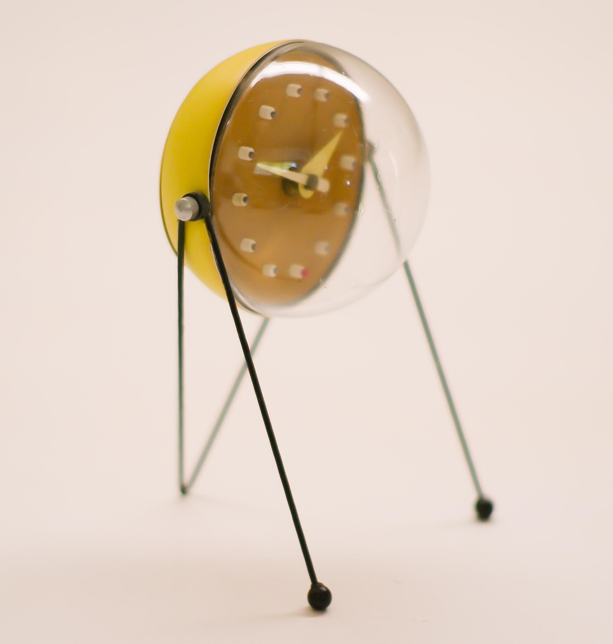 Enameled 1950s Atomic Inspired Table Clock