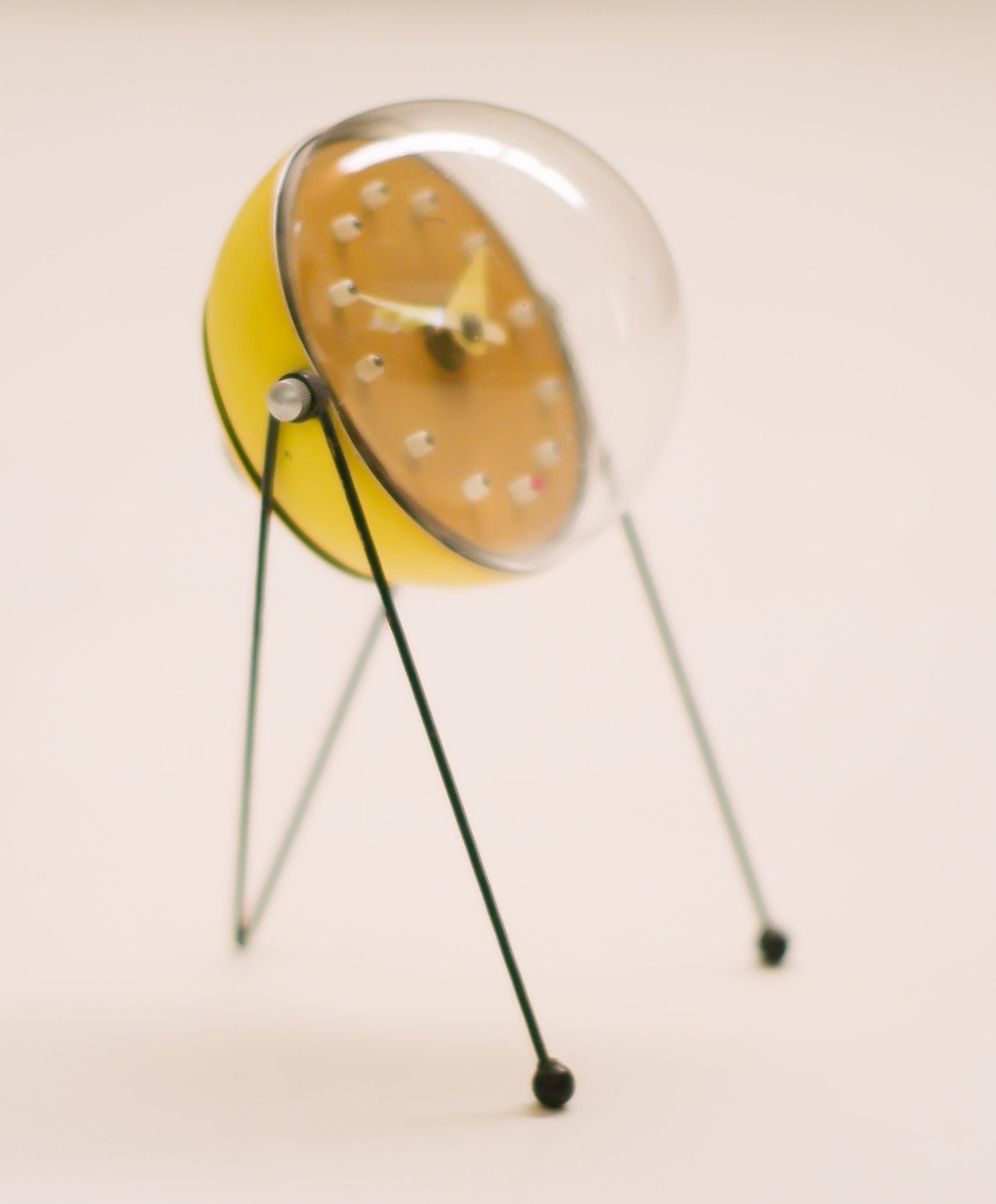 Steel 1950s Atomic Inspired Table Clock