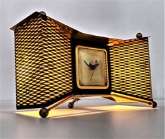 1950s Atomic Lighted Electric TV Clock by United, USA