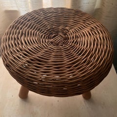 1950s attributed to Tony Paul Woven Stool with threaded wooden removable legs