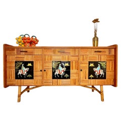 1950s Audoux Et Minet Pencil Reed Sideboard