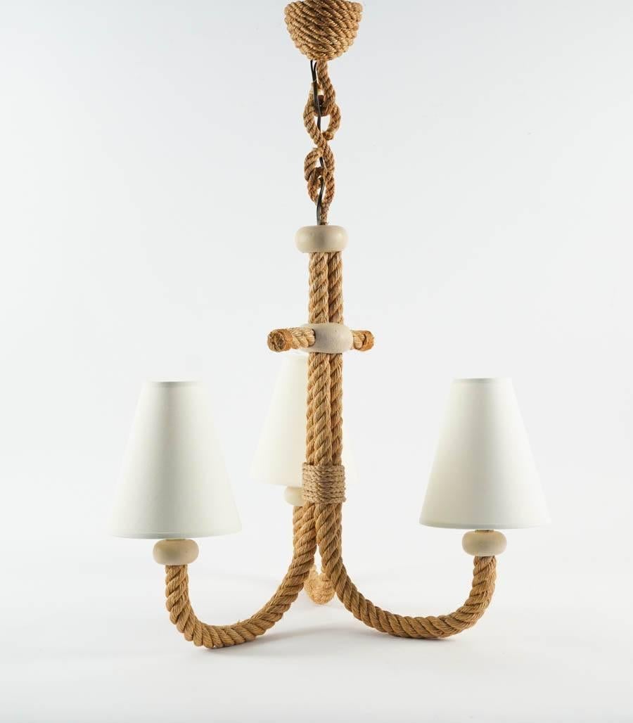 French 1950s Audoux and Minet Rope Chandelier