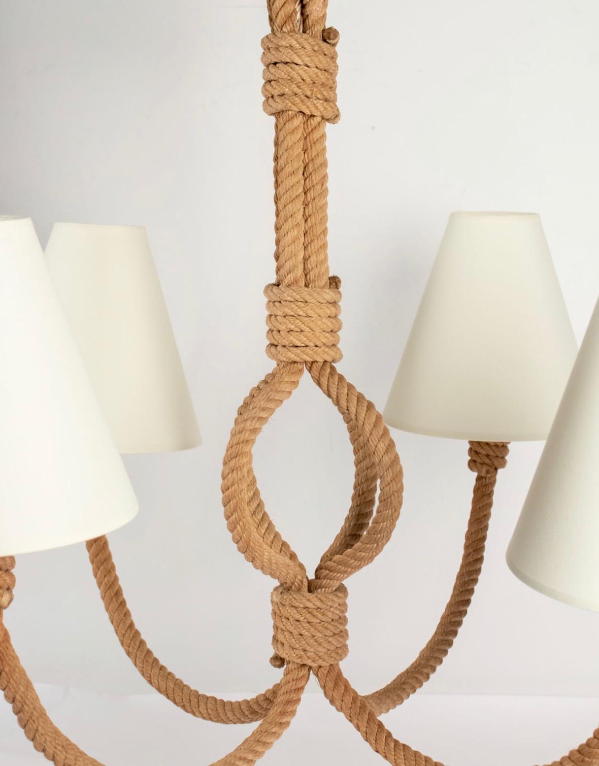 French 1950s Audoux & Minet Rope Chandelier