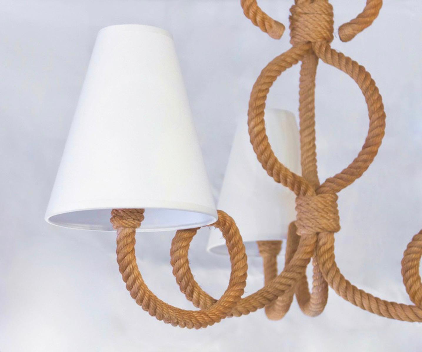 French 1950s Audoux & Minet Rope Chandelier