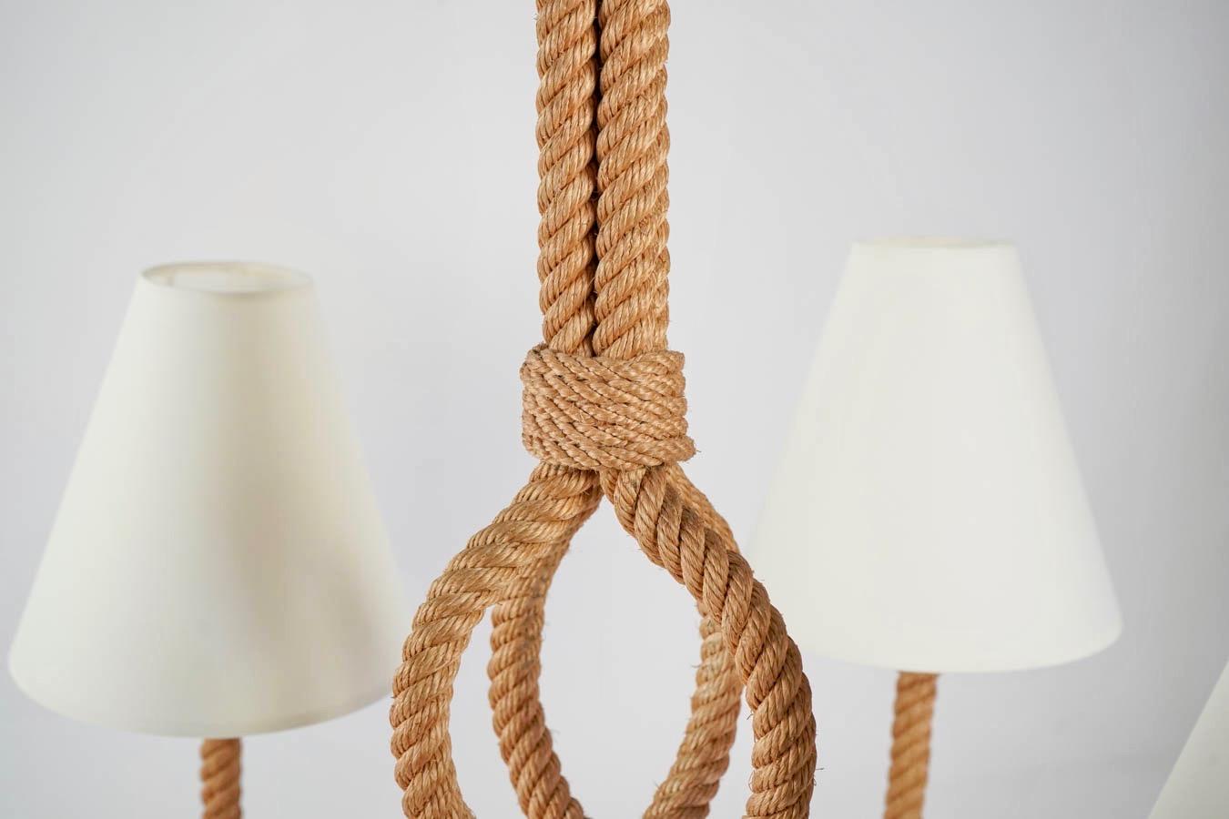 1950s Audoux & Minet Rope Chandelier In Good Condition In Saint-Ouen, FR