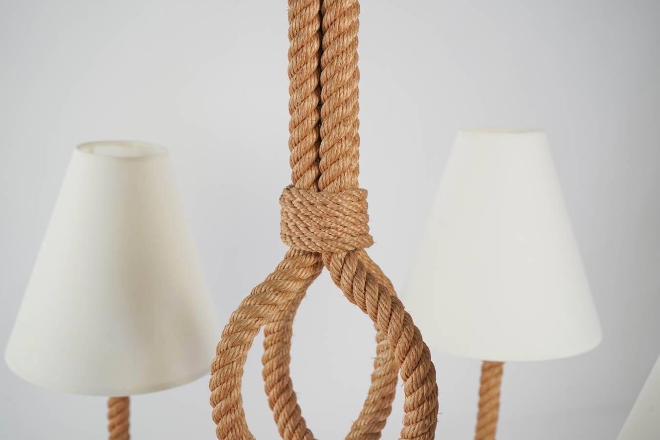 1950s Audoux & Minet Rope Chandelier In Good Condition In Saint-Ouen, FR